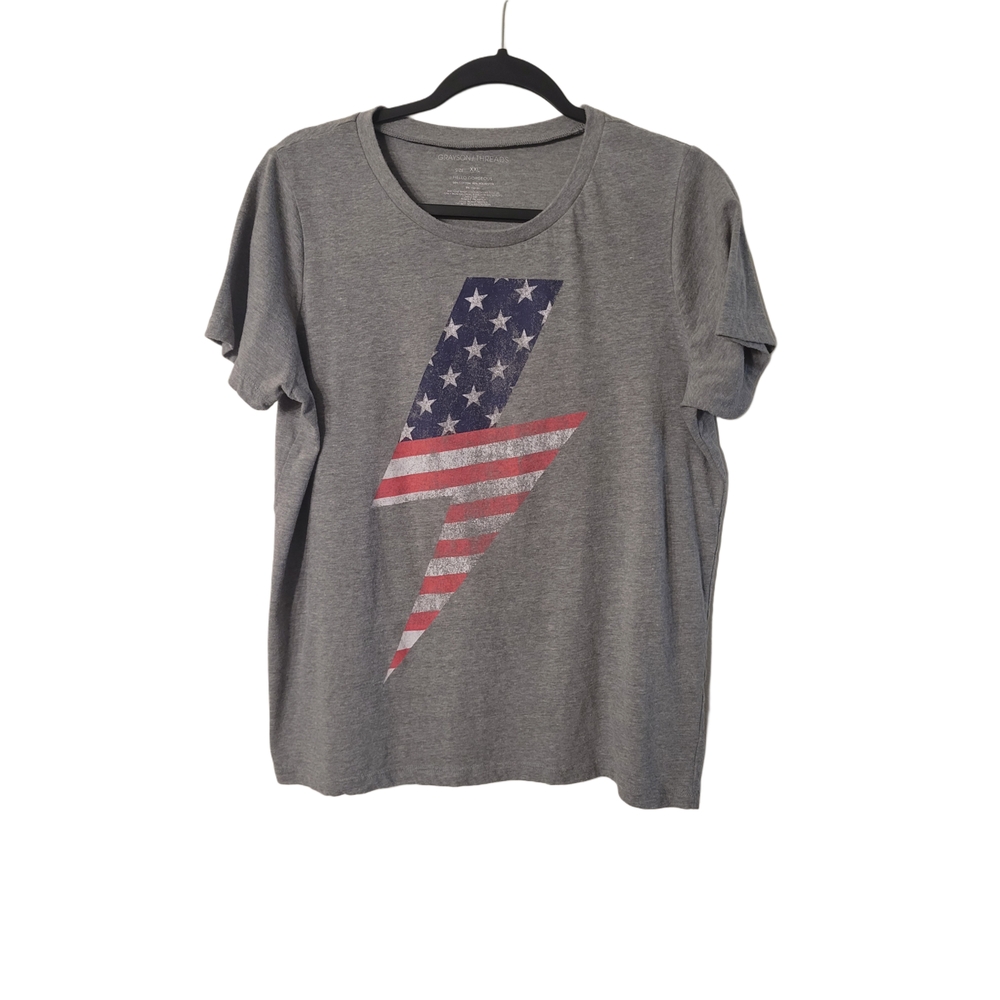 Women's American Flag Grayson Threads Gray XXL T-Shirt